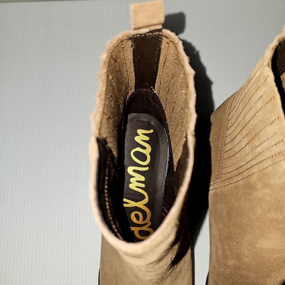 NEW Sam Edelman Kaiti Zip Ankle Bootie Womens 7 Brown Suede Low Heel Western - Picture 9 of 13